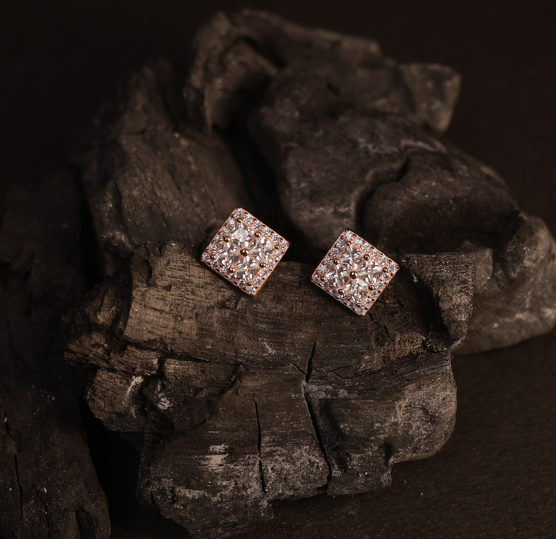 Silver ira stud with rosegold finish