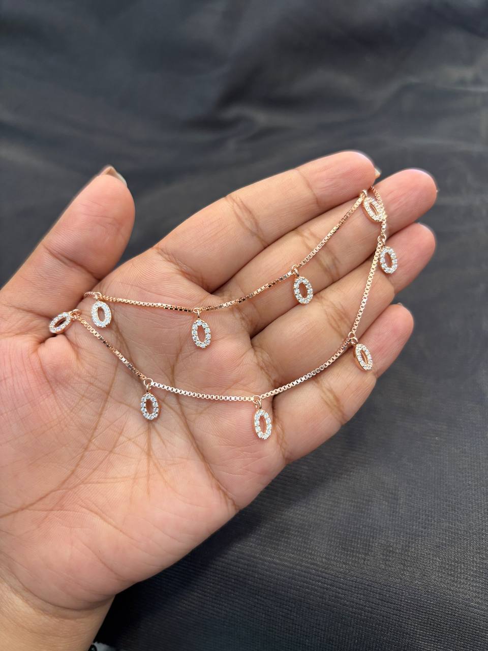 Silver oval anklet with rosegold finish Silver oval anklet with rosegold finish