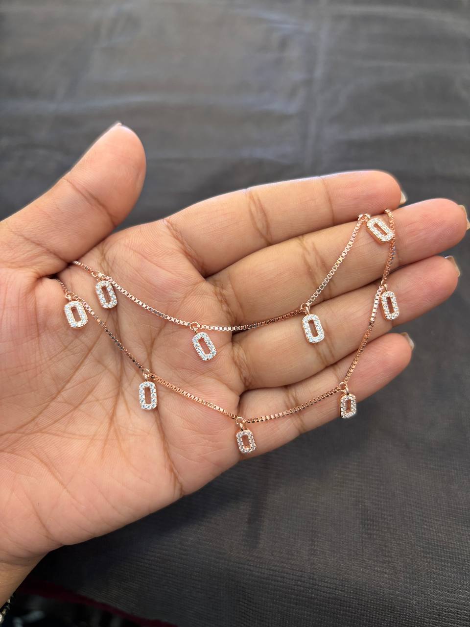 Silver hole anklet with rosegold finish Silver hole anklet with rosegold finish
