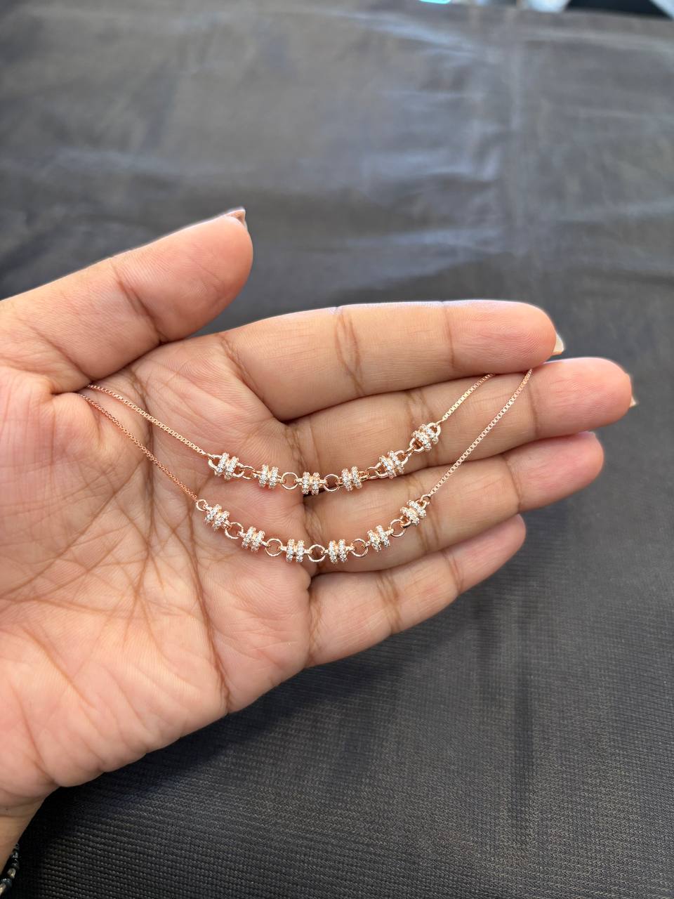 Silver roll anklet with rosegold finish Silver roll anklet with rosegold finish