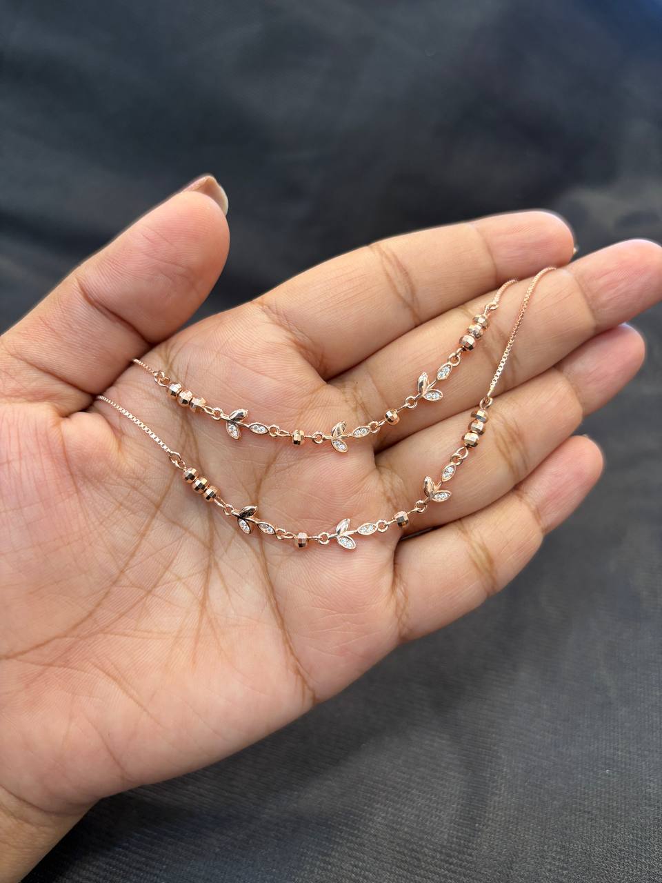 Silver leaf anklet with rosegold finish Silver leaf anklet with rosegold finish