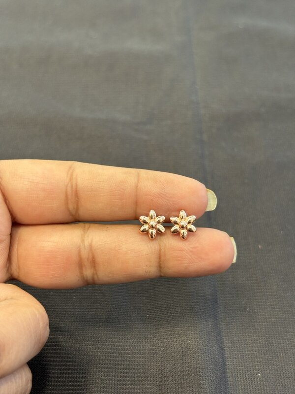 silver flower stud rose gold finish