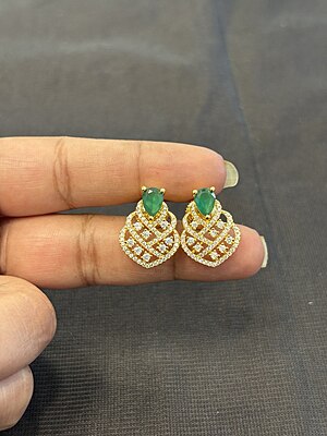 Silver green maya mints stud with gold finish