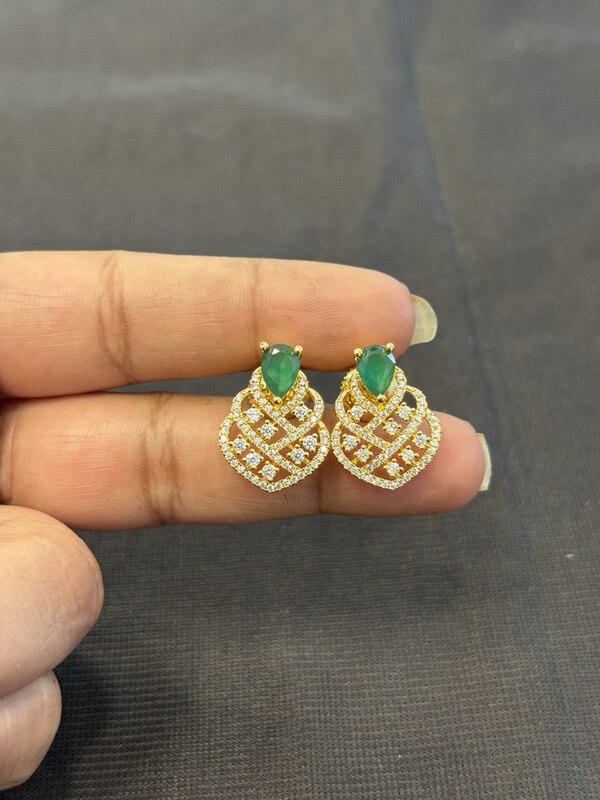 Silver green maya mints stud with gold finish