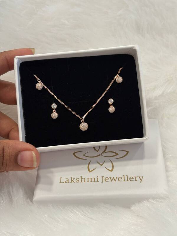 Silve multi ball chain pendant set with rosegold finish