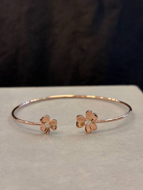 Silver double flower with rosegold finish