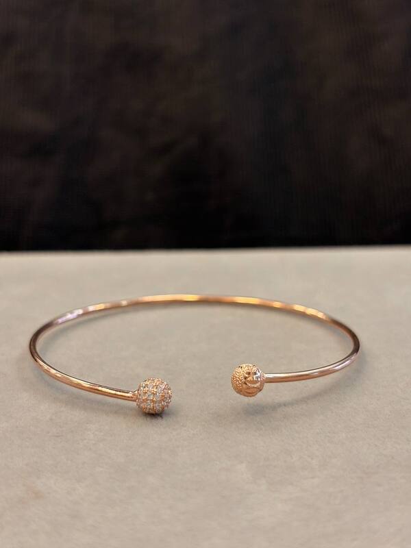 Silver double ball with rosegold coating