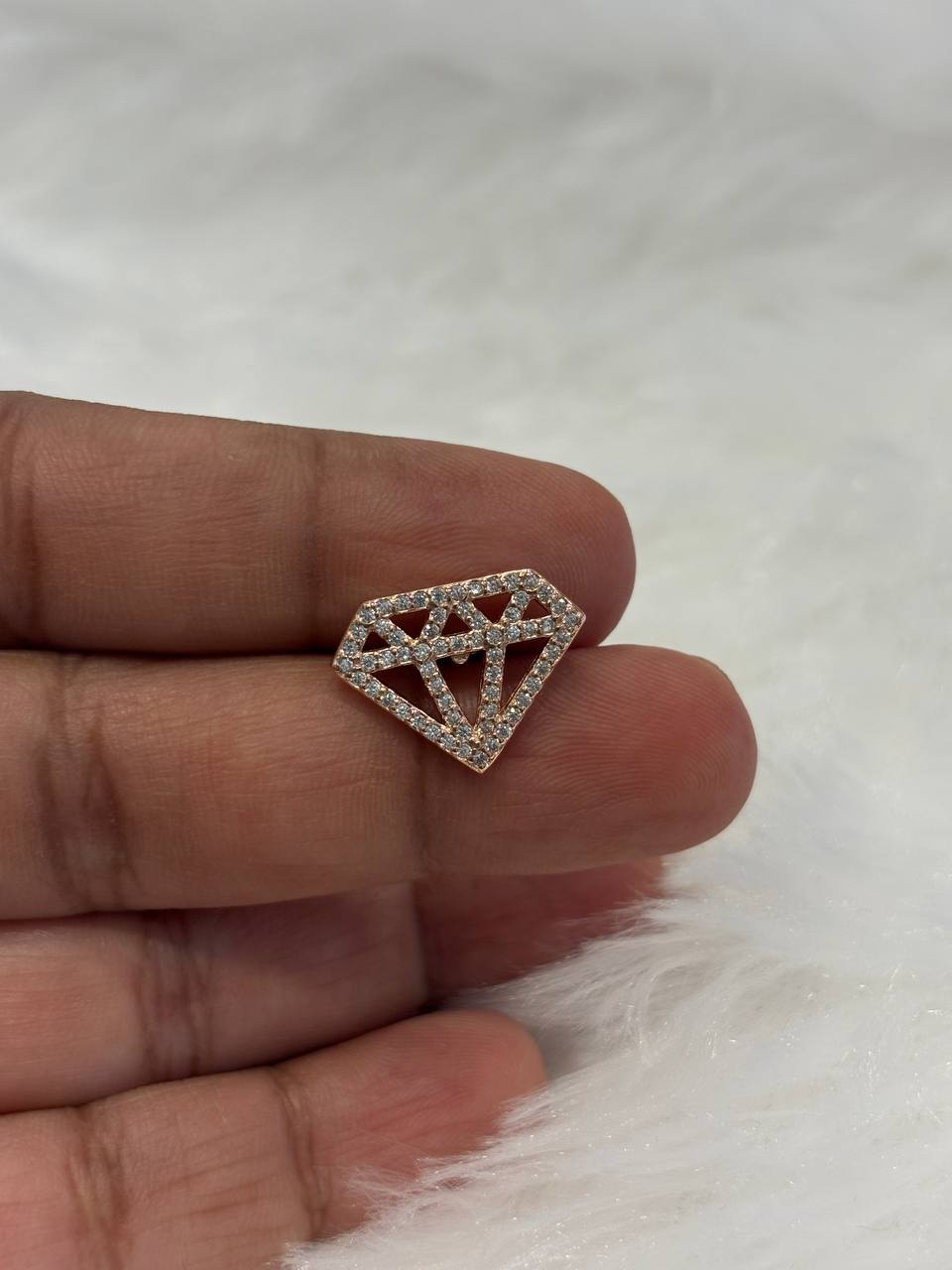 Silver diamond brooches coated with rosegold finish