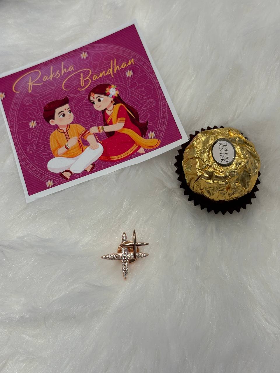 Silve double star brooch with rosegold finish