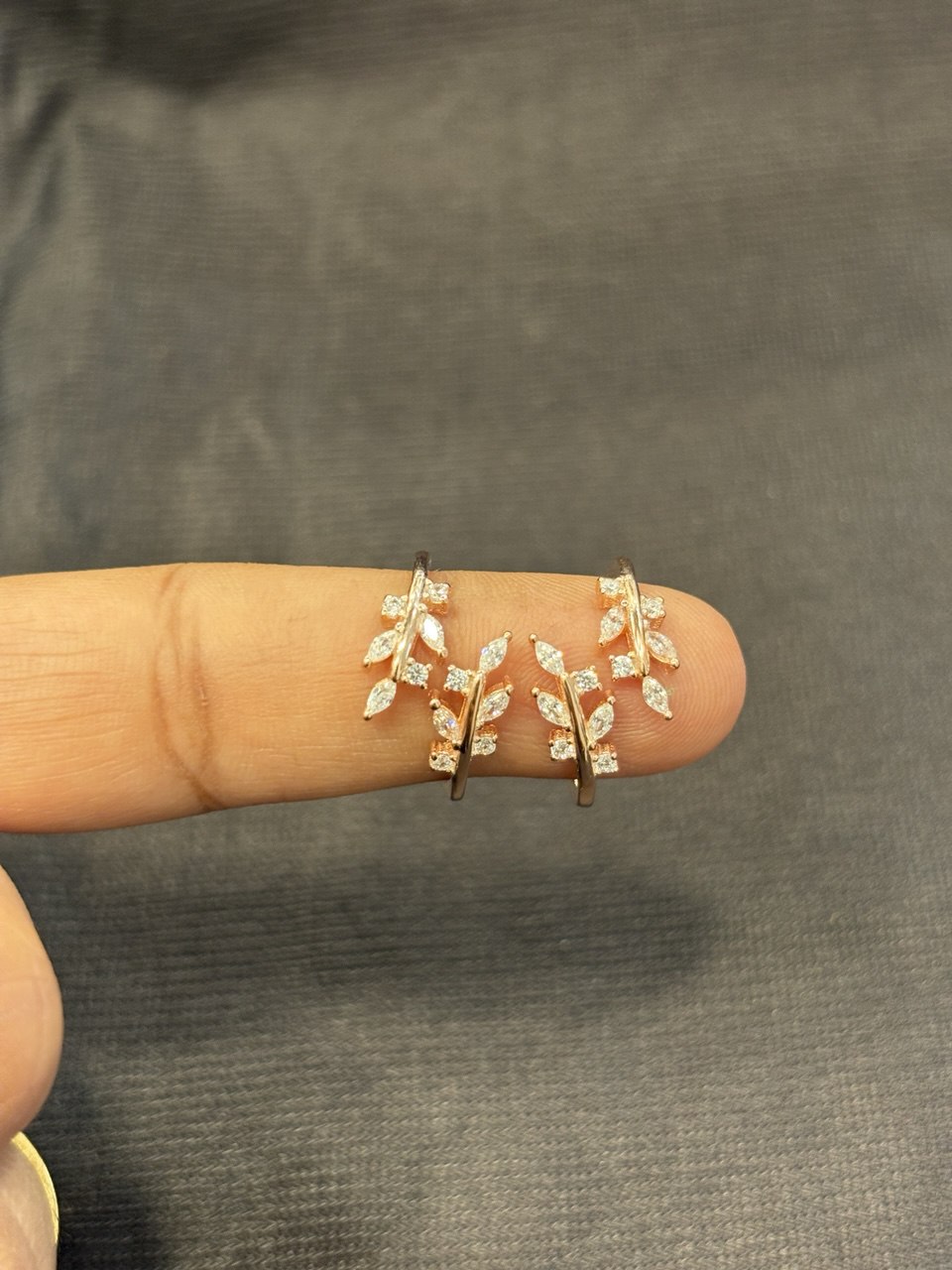 Silve double leaf toe ring with rosegold finish
