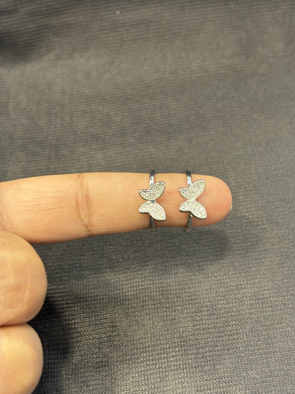 Silver butterfly toe ring
