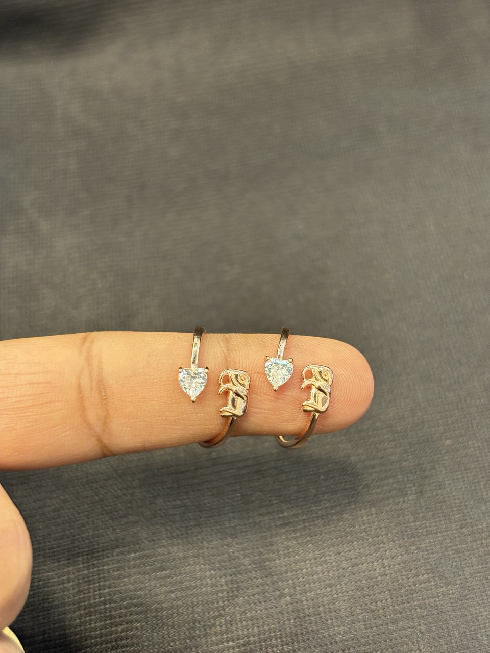 Silver elephant toe ring with rosegold finish
