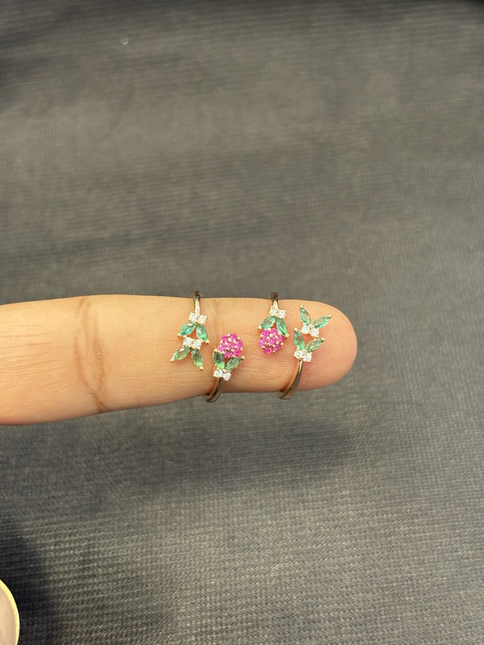 Silver green double butterfly with rosegold finish