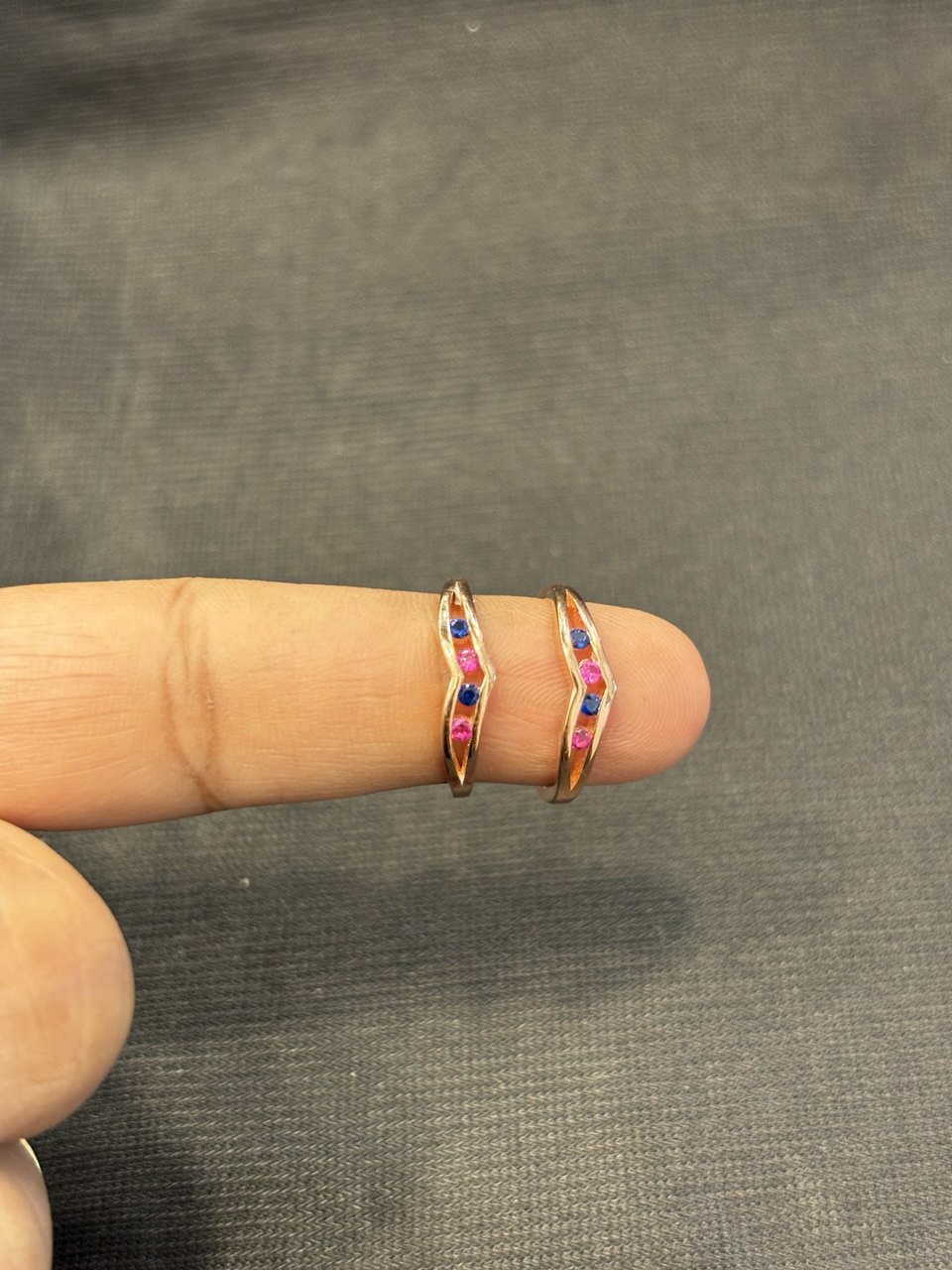 Silver multicolour toe ring with rosegold finish