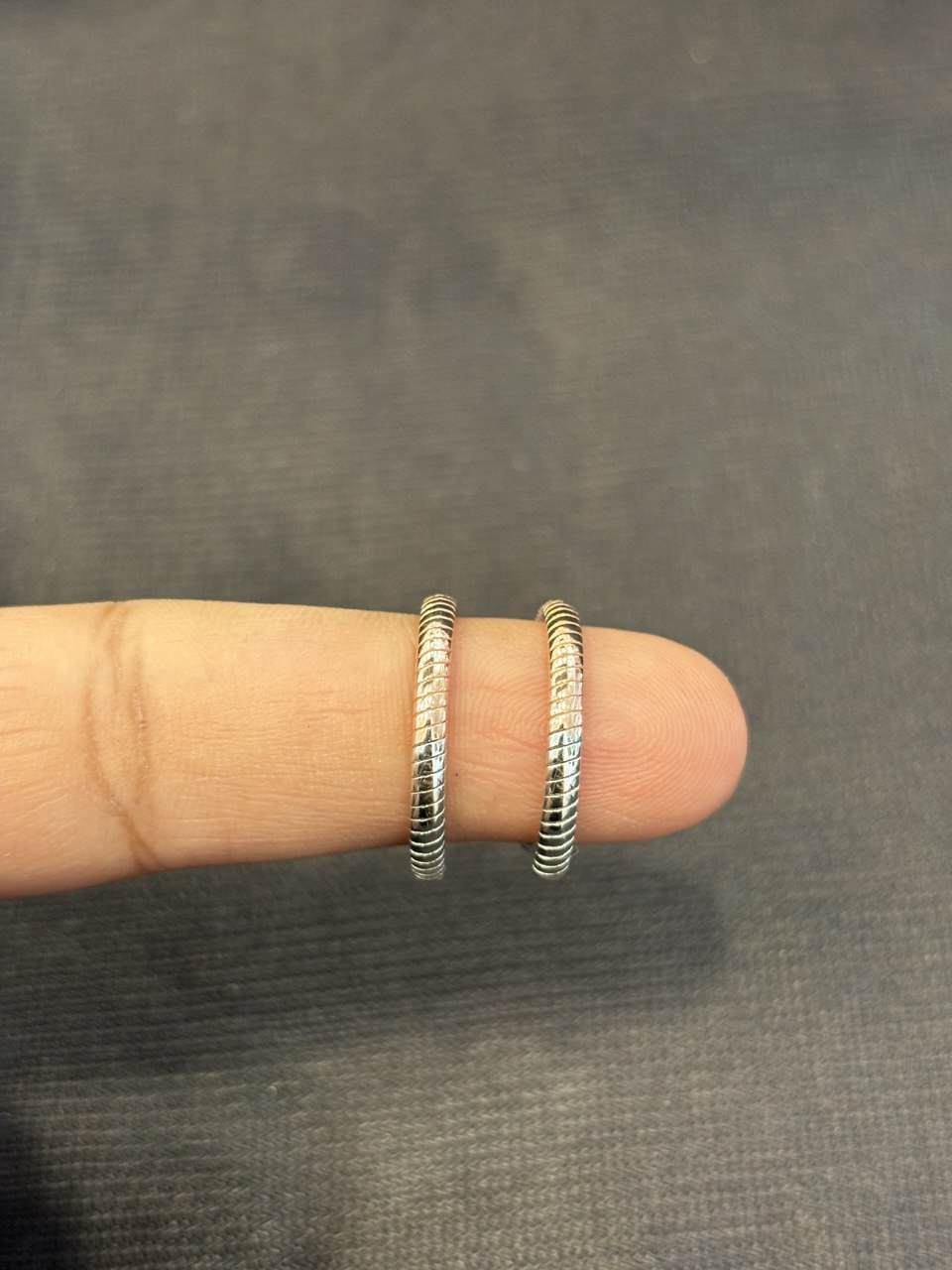 Silver double colour round  toe ring