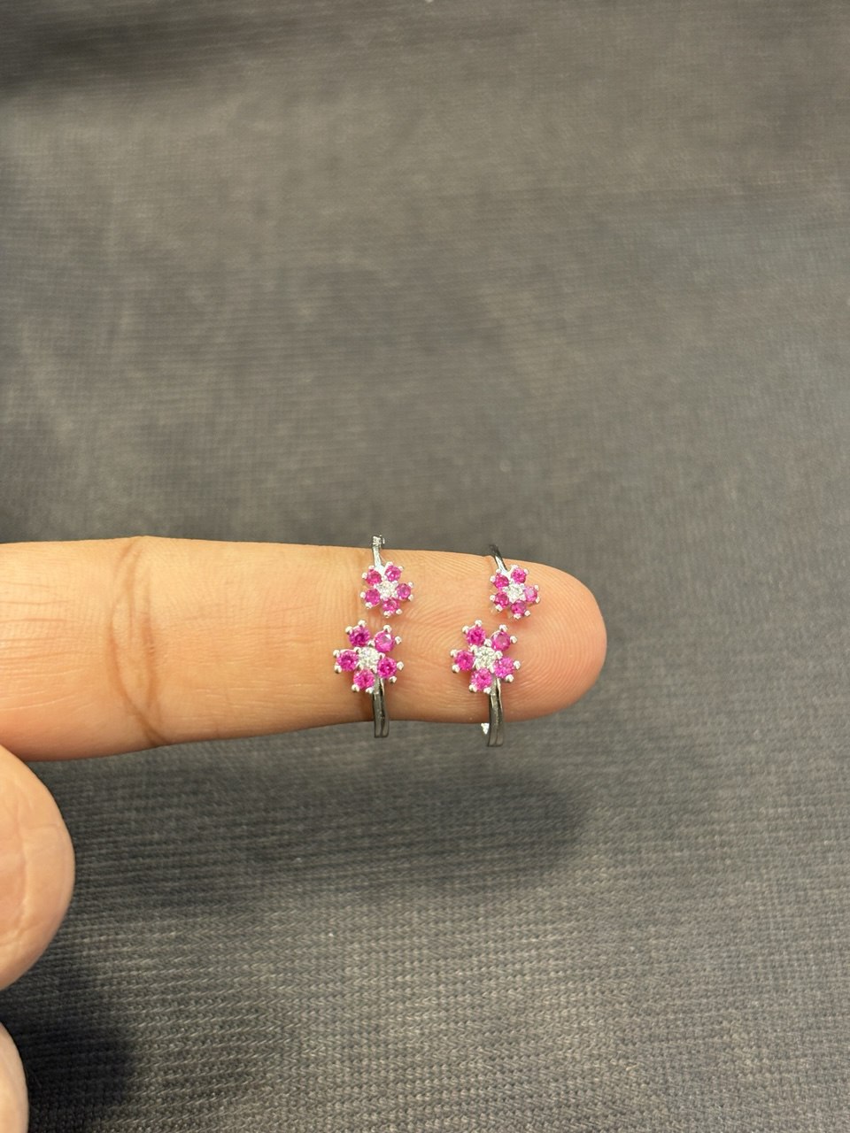 Silber double pink flower with rosegold finish