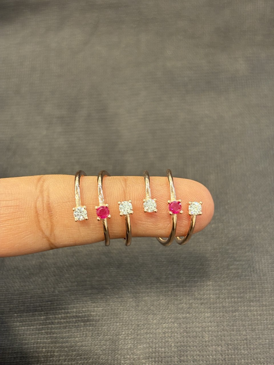 Silver double line pink toe ring with rosegold finish