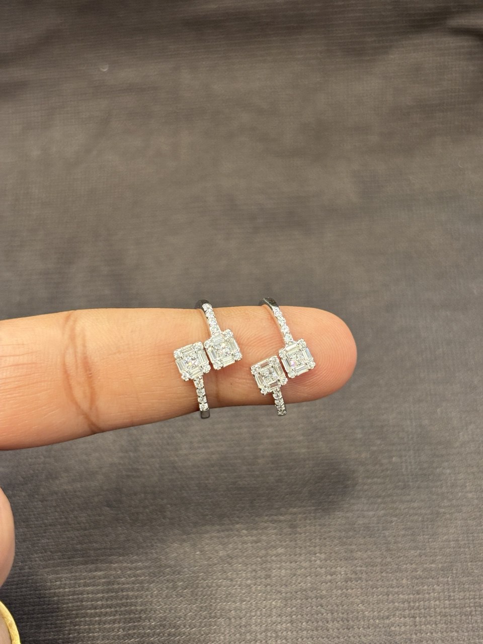 Silver double square toe ring