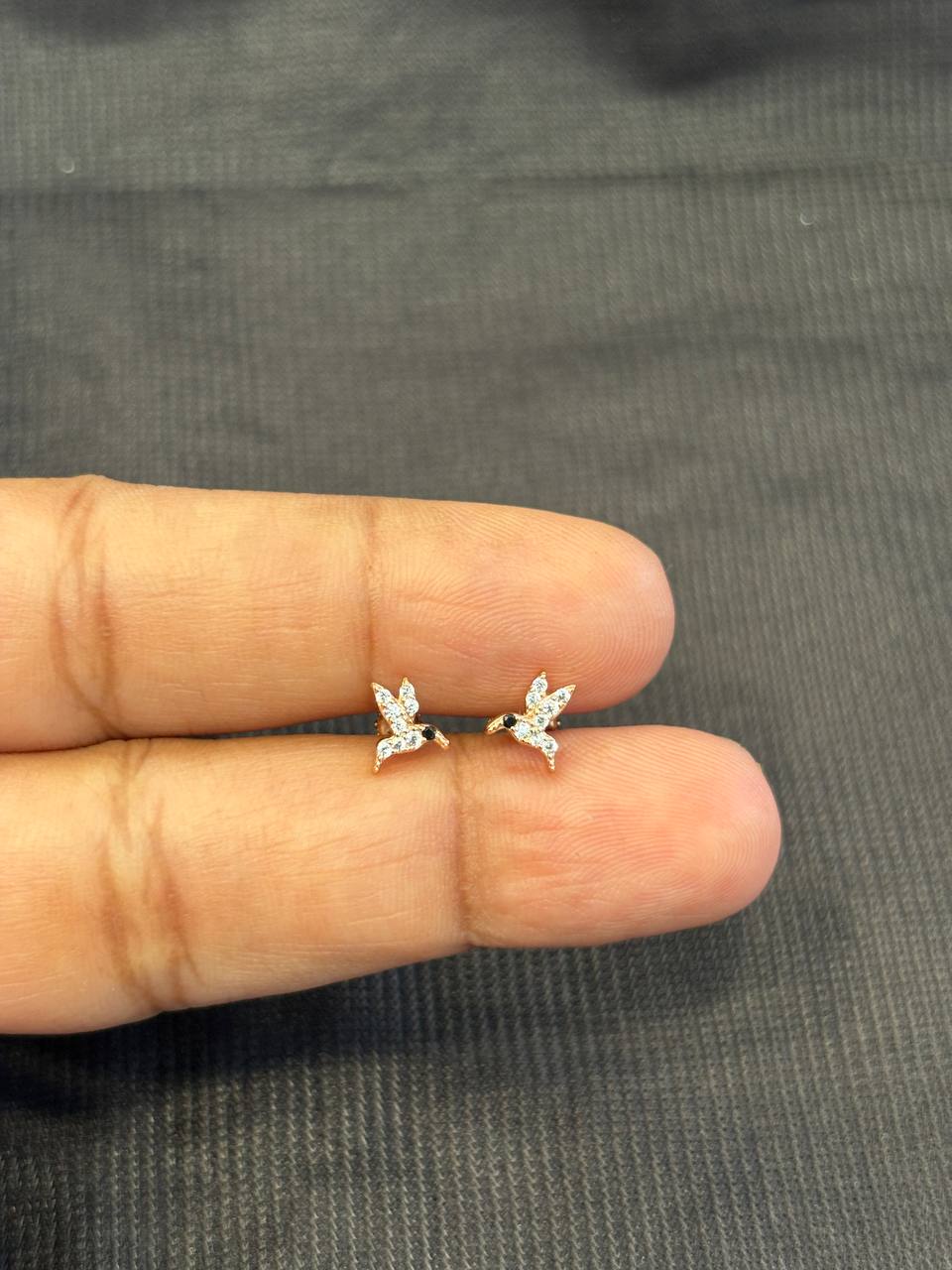 Silver kuruvi second stud with rosegold finish