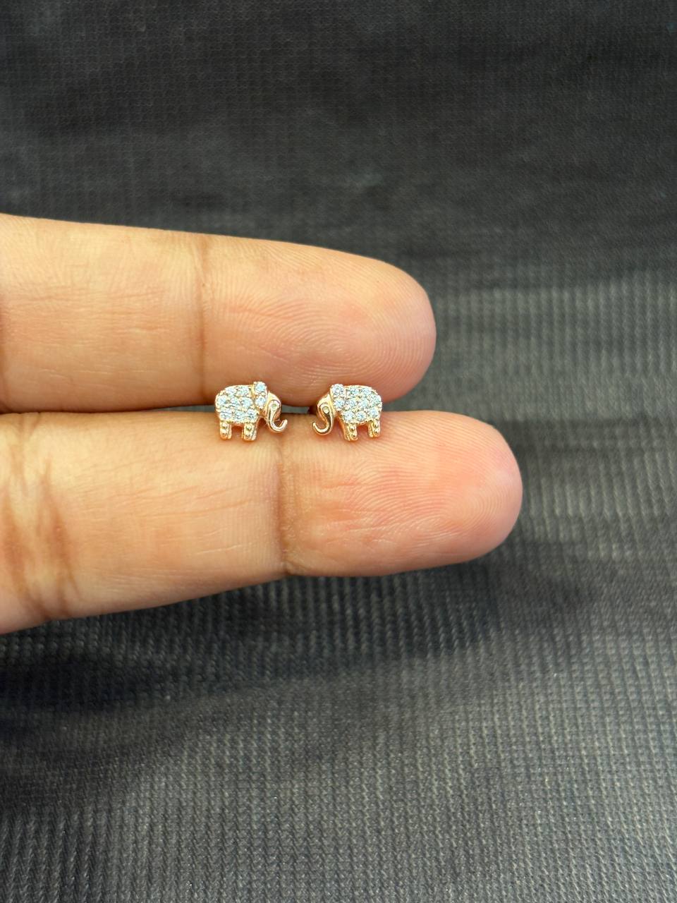 Silver elephant second stud with rosegold finish