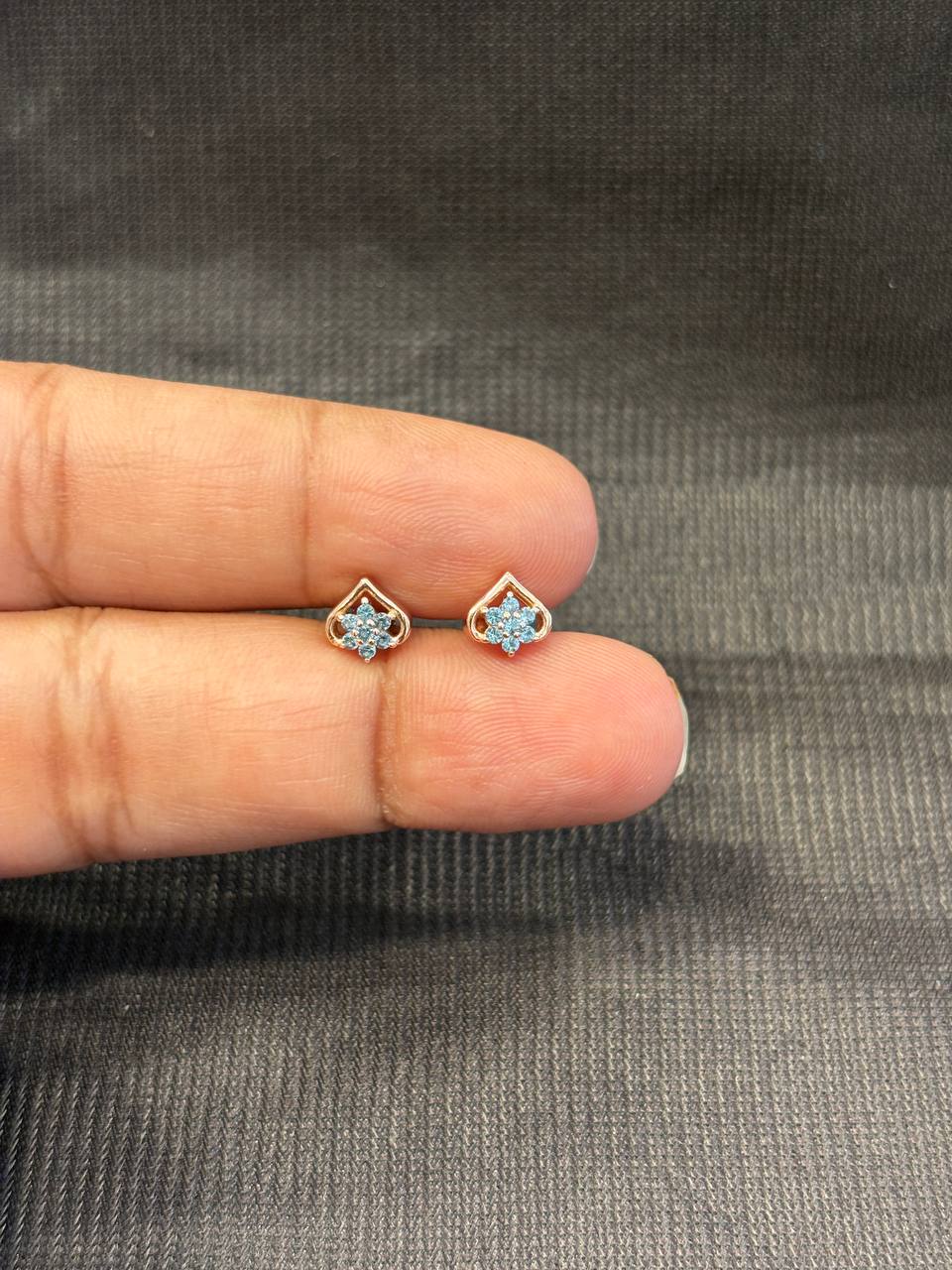 Silver blue mullai second stud with rosegold finish