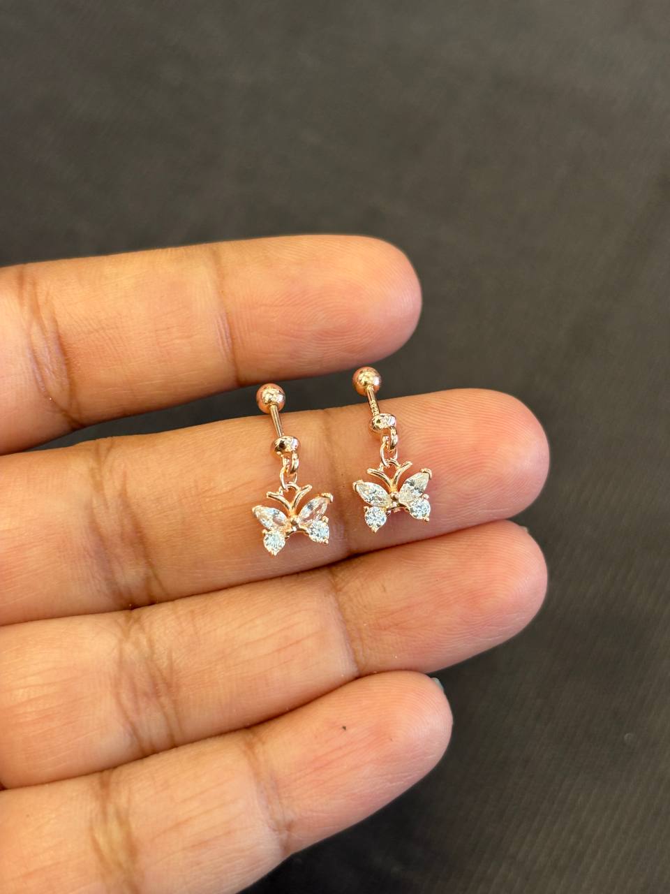 Silver butterfly bugdi with rosegold finish