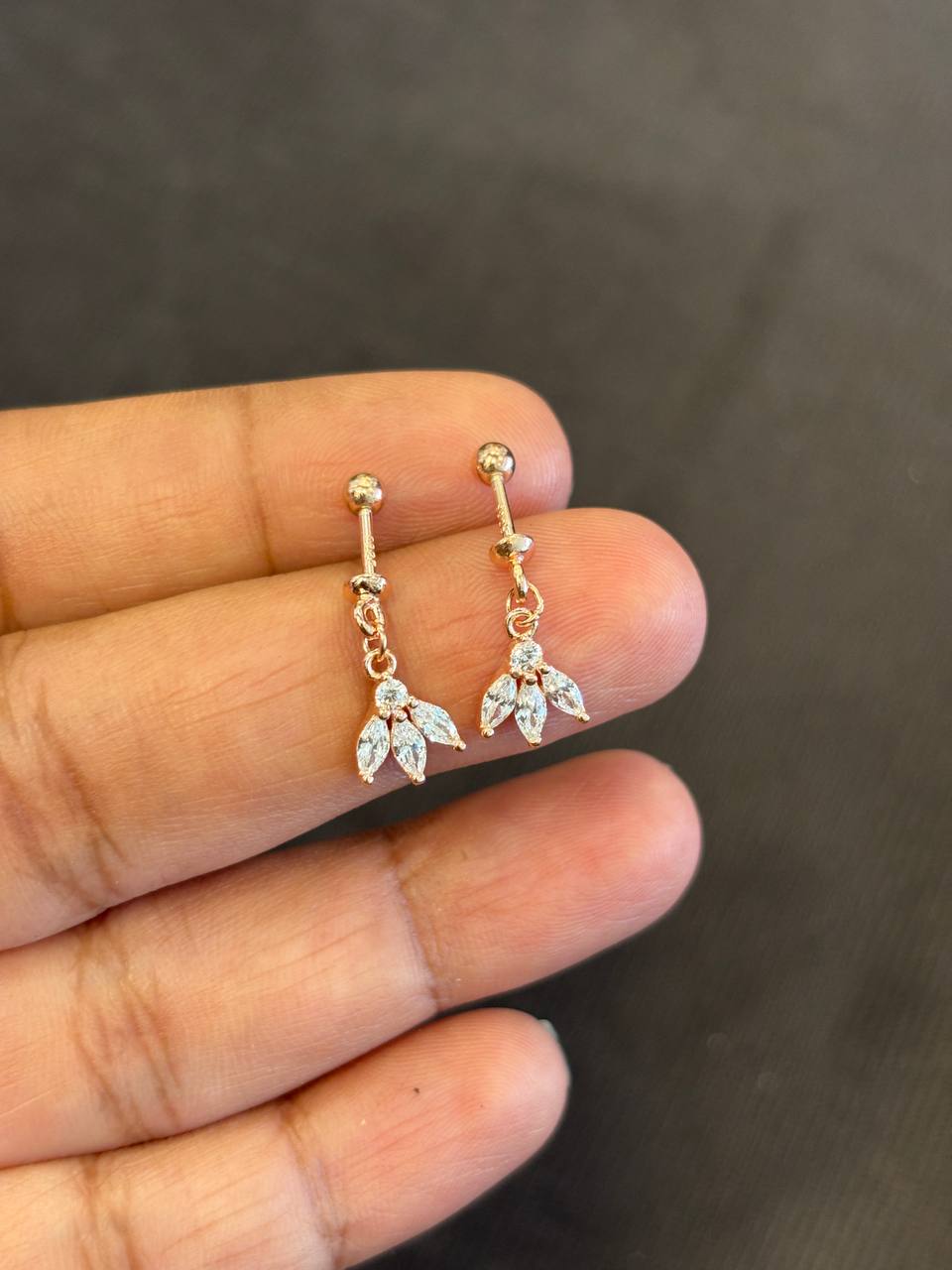 Silver half flower bugadi with rosegold finish