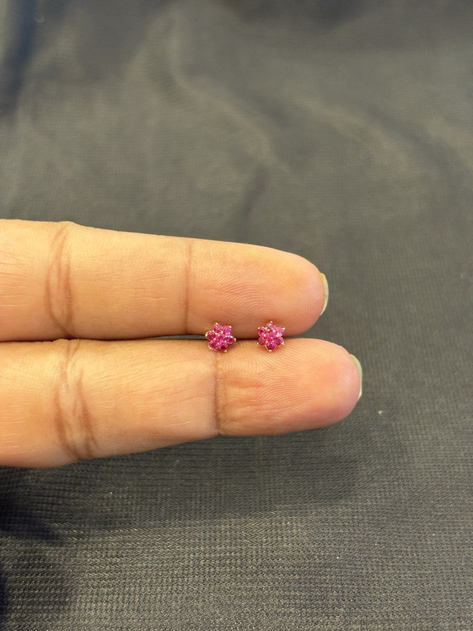 Pink flower 9 carat stud pair