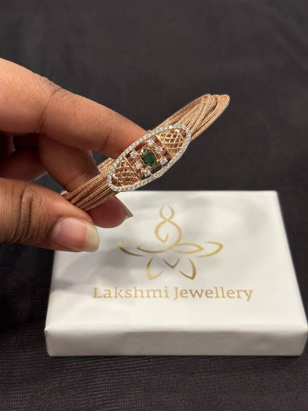 Silver green golden magnetic cuff with rosegold finish