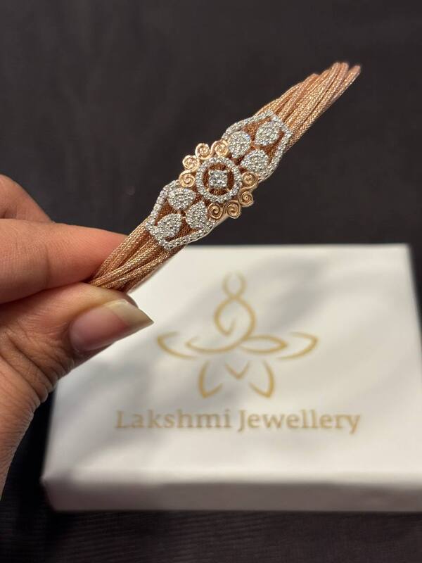 Silver full white magnetic cuff with rosegold finish