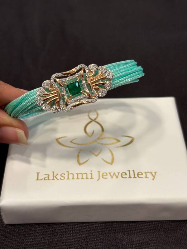 Silver green magnetic cuff with rosegold finish