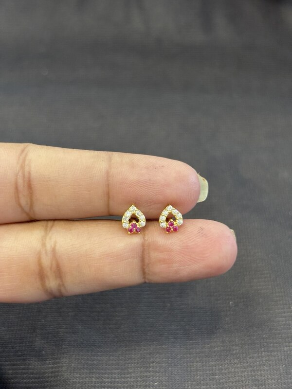 Radiant nova pink 9 carat stud pair