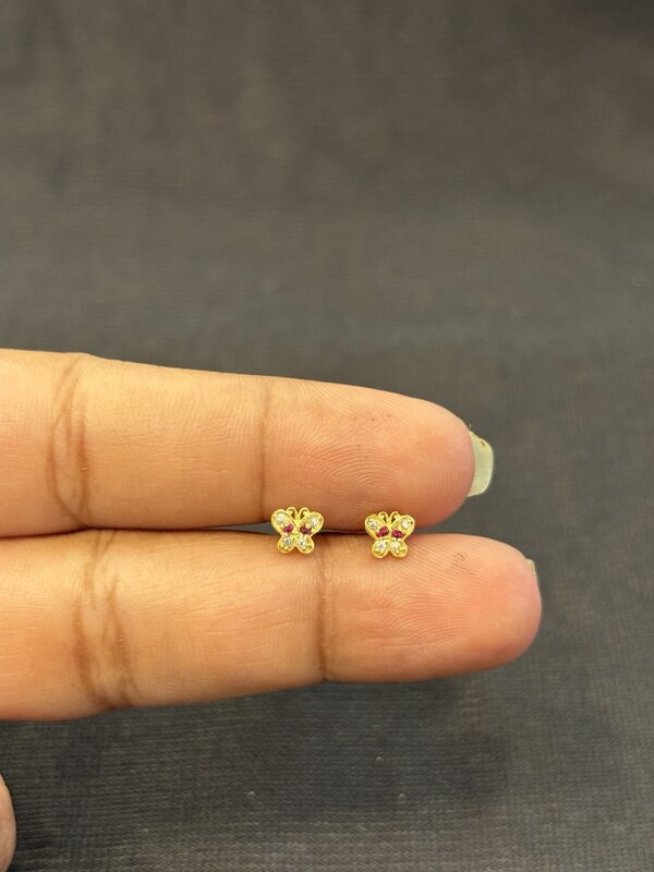 Butterfly pink 9 carat stud pair