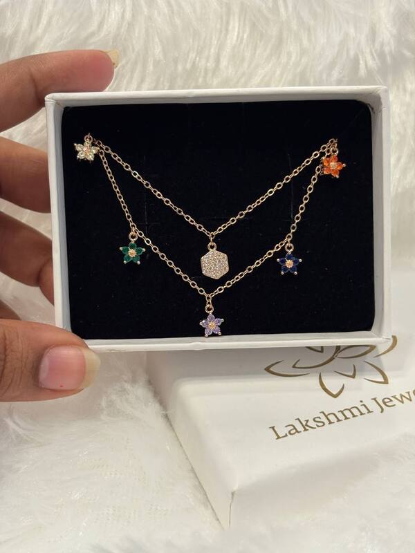 Silver charm double layer with rosegold finish