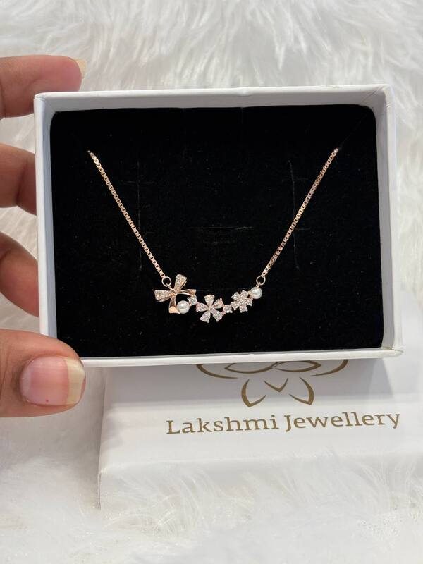 Silver leela chain with rosegold finish