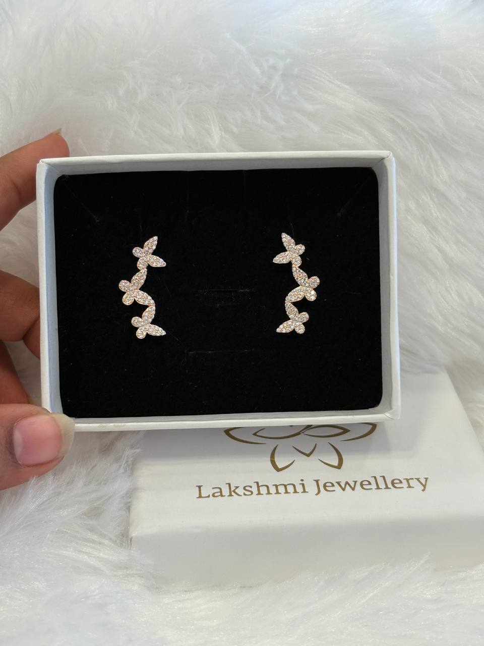 Silver butterfly bluetooth ear cuff with rosegold finish