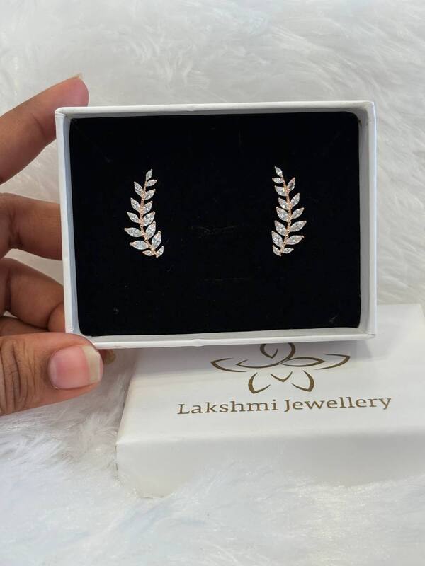 Silver double leaf bluetooth ear cuff with rosegold finish