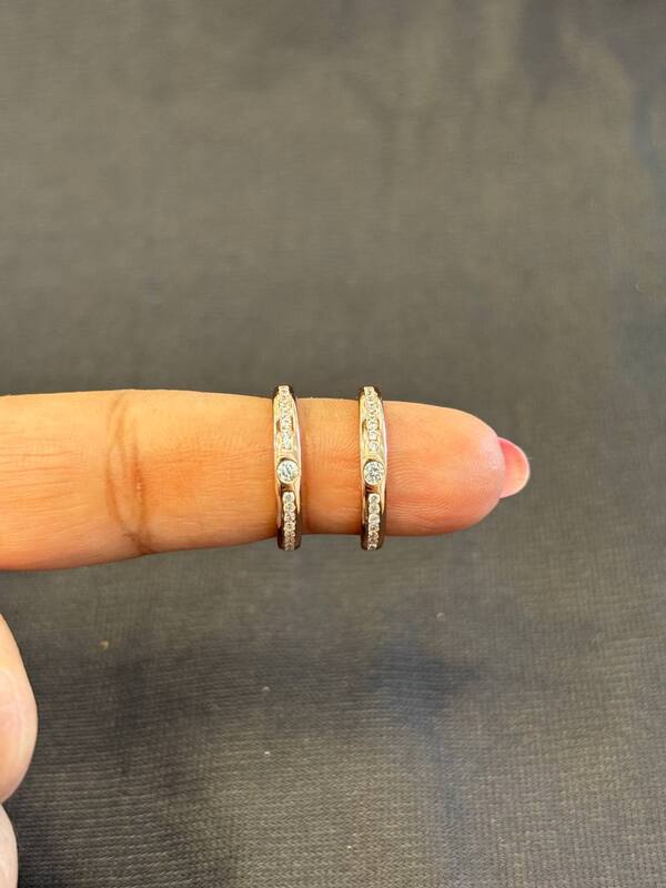 Silver kaalmani toering with rosegold finish