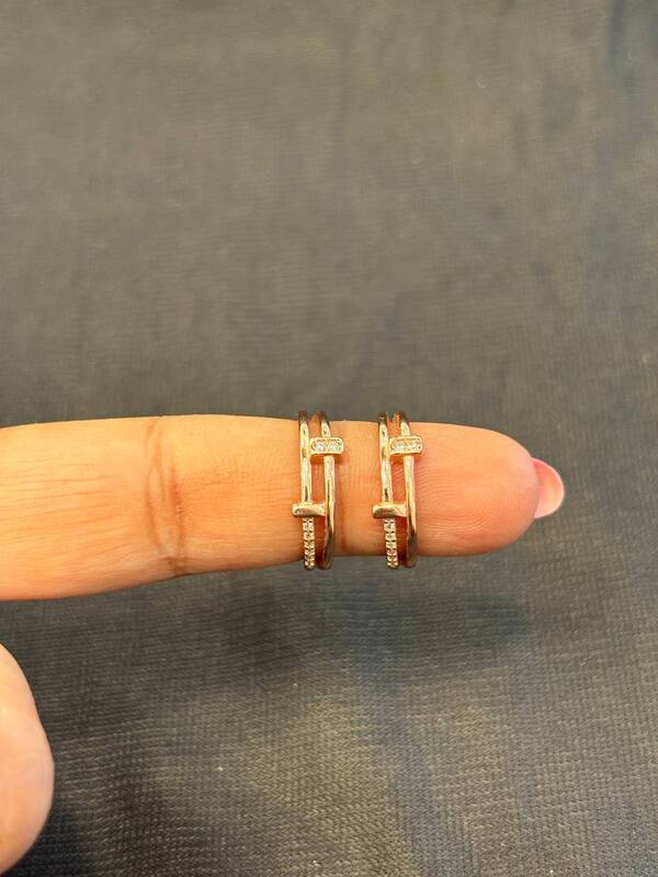 Silver angi 1 toe ring with rosegold finish