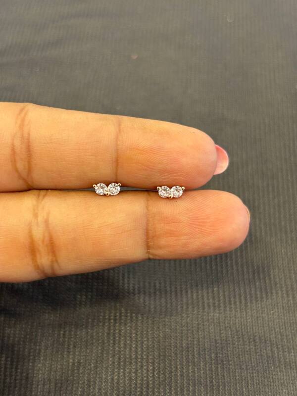 Silver double  stone with rosegold finish
