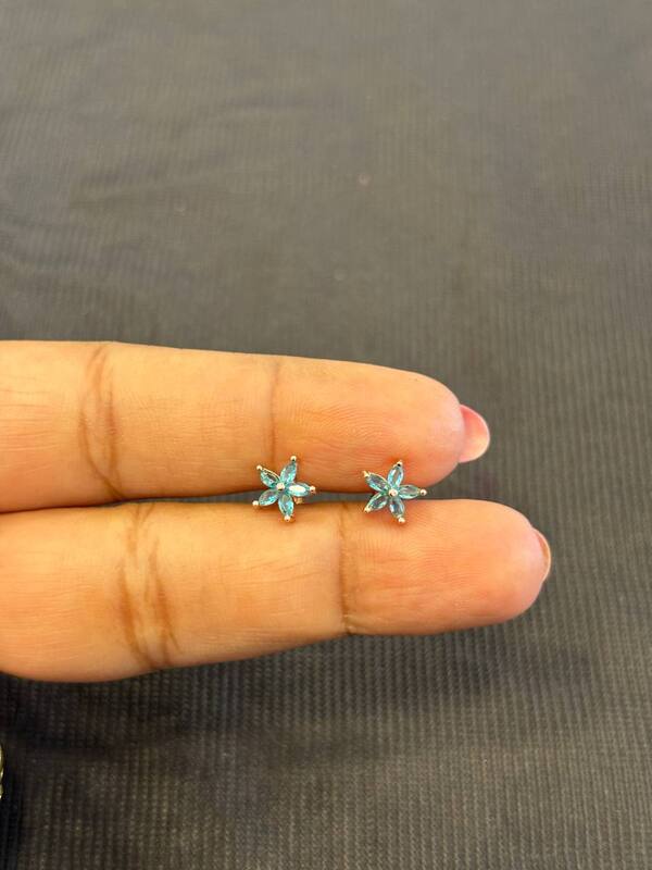 Silver blue nakshtra second stud with rosegold finish