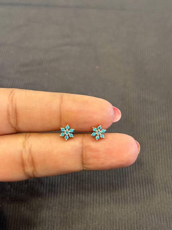 Silver fullblue nakshtra second stud with rosegold finish