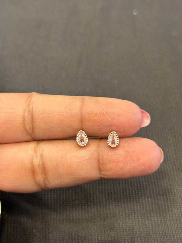 Silver maron due drop second stud with rosegold finish