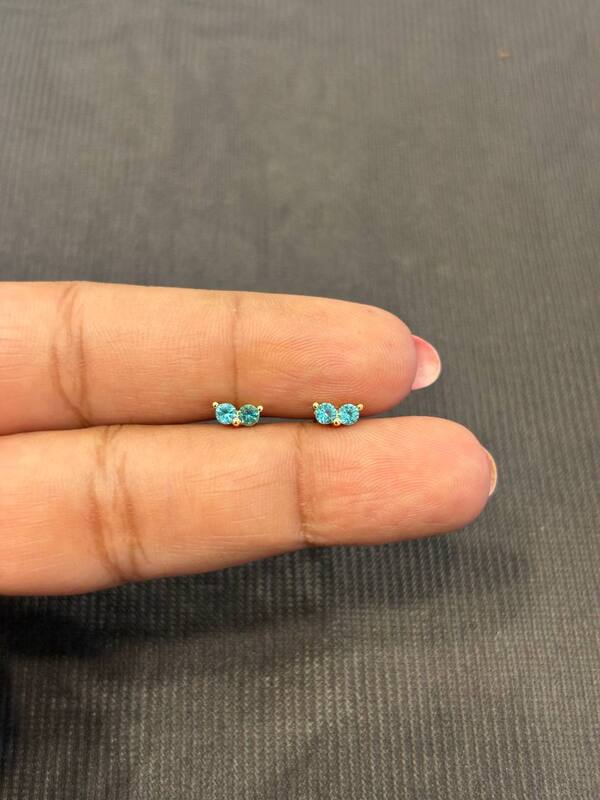 Silver double blue second stud with gold finish