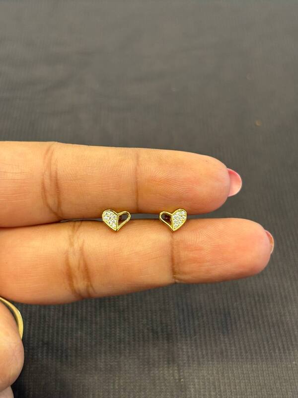 Silver half heart second stud wiht gold finish