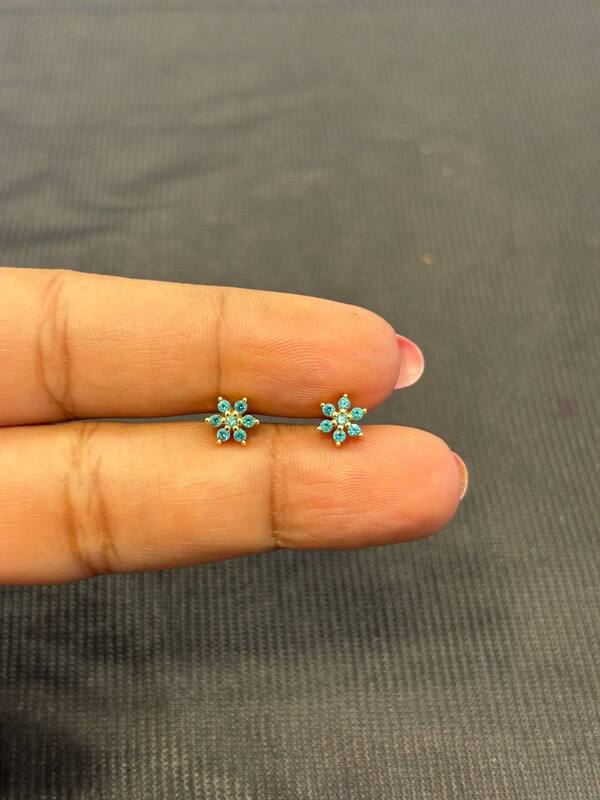 Silver blue nakshthra second stud with gold finish