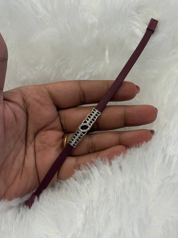 Silver maroon band with rosegold finish