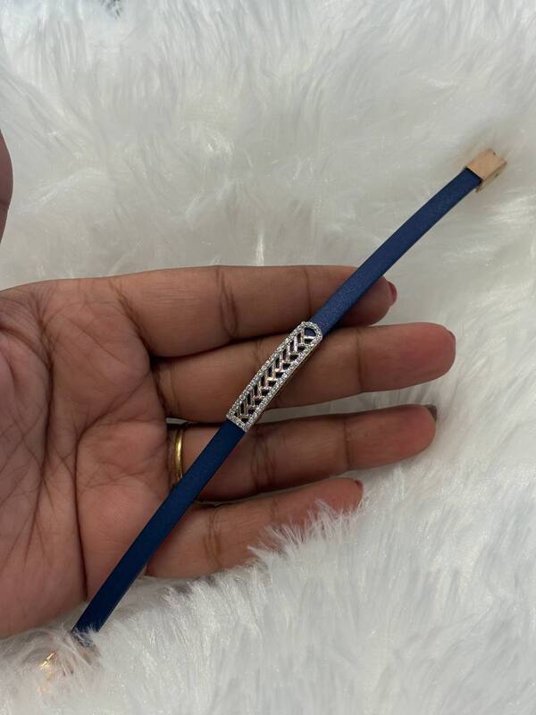 Silver arundhathi blue band with rosegold finish