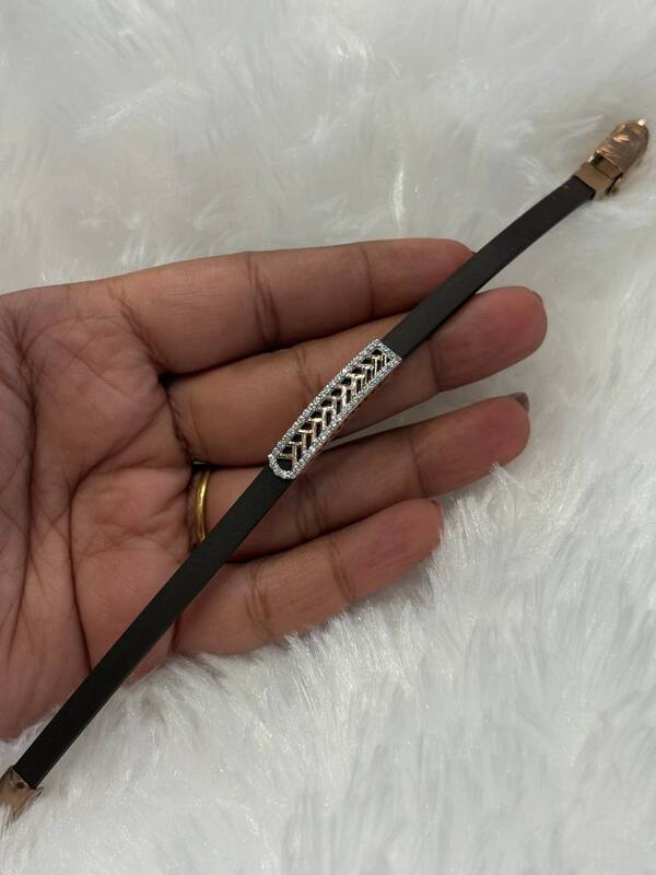 Silver arundhathi brown band with rosegold finish