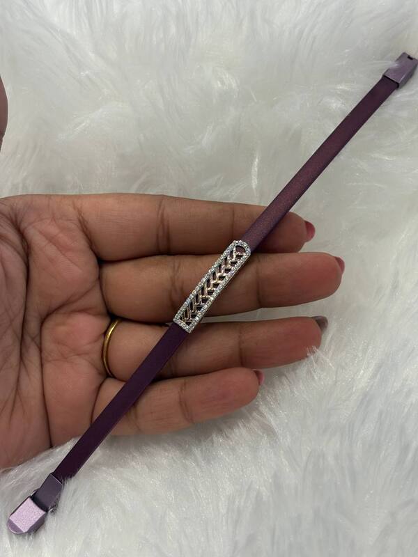 Silver arundhathi maroon  band with rosegold finish